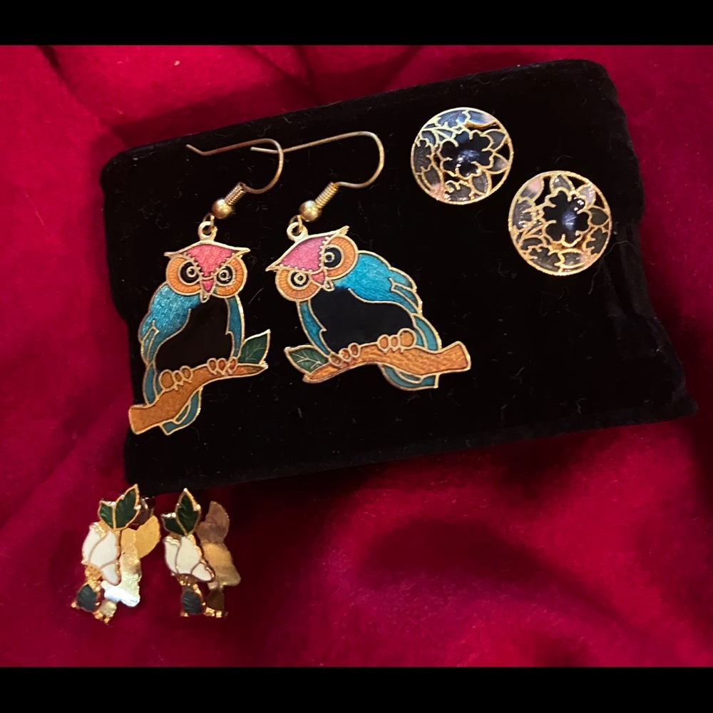Vintage Cloisonné earring bundle